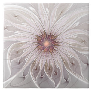 Floral Fantasy, Abstract Modern Pastel Flower Ceramic Tile