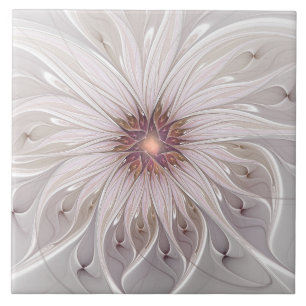 Floral Fantasy, Abstract Modern Pastel Flower Ceramic Tile