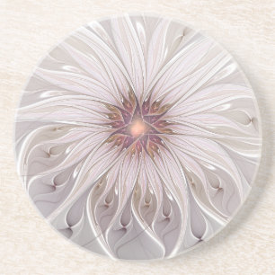 Floral Fantasy, Abstract Modern Pastel Flower Coaster