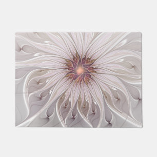 Floral Fantasy, Abstract Modern Pastel Flower Doormat