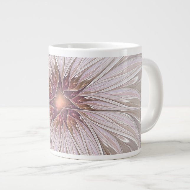 Floral Fantasy, Abstract Modern Pastel Flower Large Coffee Mug (Front Right)