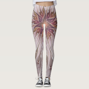 Floral Fantasy, Abstract Modern Pastel Flower Leggings
