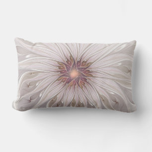 Floral Fantasy, Abstract Modern Pastel Flower Lumbar Cushion