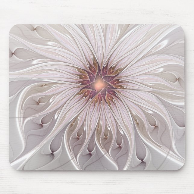Floral Fantasy, Abstract Modern Pastel Flower Mouse Pad (Front)