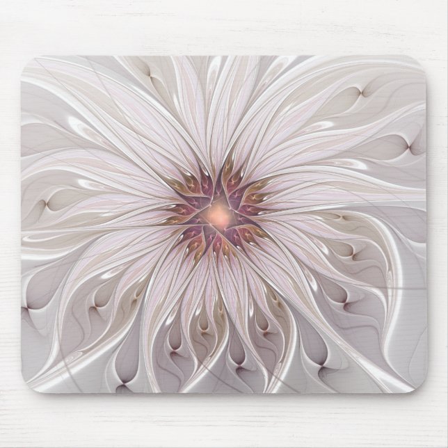 Floral Fantasy, Abstract Modern Pastel Flower Mouse Pad (Front)