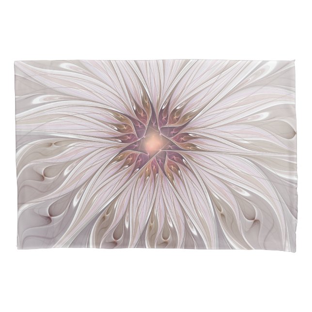 Floral Fantasy, Abstract Modern Pastel Flower Pillowcase (Front)
