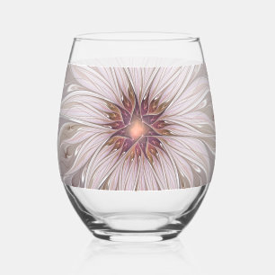 Floral Fantasy, Abstract Modern Pastel Flower Stemless Wine Glass