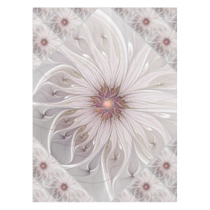 Floral Fantasy, Abstract Modern Pastel Flower Tablecloth
