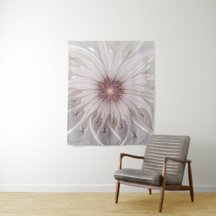 Floral Fantasy, Abstract Modern Pastel Flower Tapestry