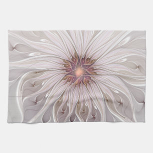 Floral Fantasy, Abstract Modern Pastel Flower Tea Towel