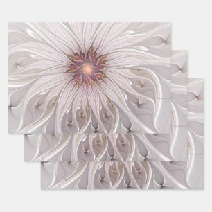 Floral Fantasy, Abstract Modern Pastel Flower Wrapping Paper Sheet