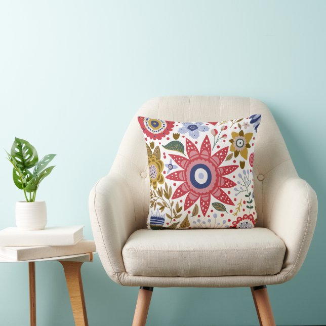 Floral Fantasy All-Over Throw Pillow Design (Chair)