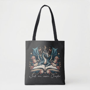 Floral Fantasy Book Dragon Tote Bag