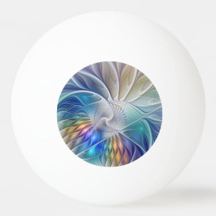 Floral Fantasy, Colorful Abstract Fractal Flower Ping Pong Ball