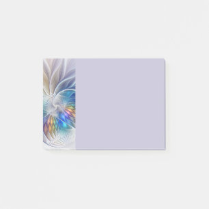 Floral Fantasy, Colorful Abstract Fractal Flower Post-it Notes