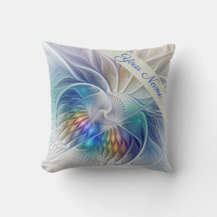 Floral Fantasy, Colourful Abstract Art Flower Name Cushion