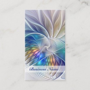 Floral Fantasy, Colourful Abstract Fractal Flower Business Card