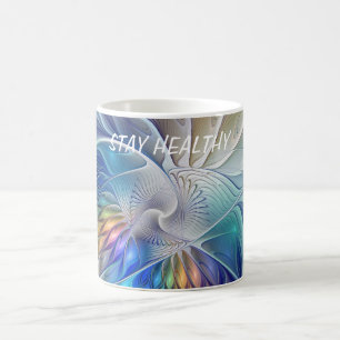 Floral Fantasy, Colourful Abstract Fractal Flower Coffee Mug