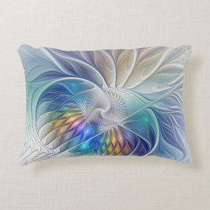 Floral Fantasy, Colourful Abstract Fractal Flower Decorative Cushion