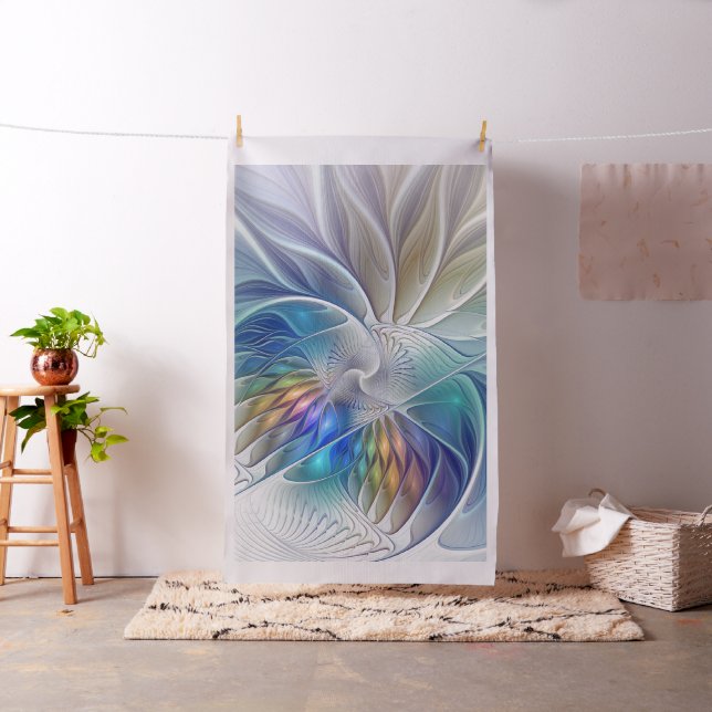 Floral Fantasy, Colourful Abstract Fractal Flower Fabric (In Situ)