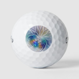 Floral Fantasy, Colourful Abstract Fractal Flower Golf Balls