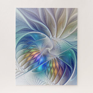 Floral Fantasy, Colourful Abstract Fractal Flower Jigsaw Puzzle