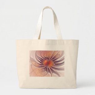 Floral Fantasy, Colourful Abstract Fractal Flower. Large Tote Bag