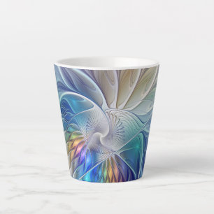 Floral Fantasy, Colourful Abstract Fractal Flower Latte Mug