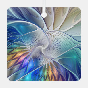 Floral Fantasy, Colourful Abstract Fractal Flower Metal Tree Decoration