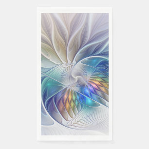 Floral Fantasy, Colourful Abstract Fractal Flower Napkin