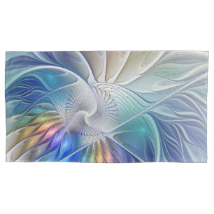 Floral Fantasy, Colourful Abstract Fractal Flower Pillowcase