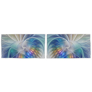 Floral Fantasy, Colourful Abstract Fractal Flower Pillowcase