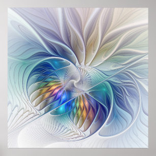 Floral Fantasy, Colourful Abstract Fractal Flower Poster