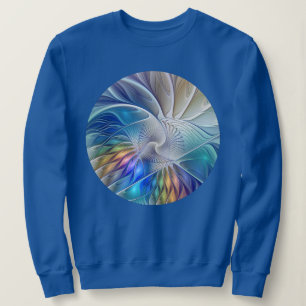 Floral Fantasy, Colourful Abstract Fractal Flower Sweatshirt