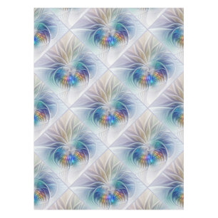 Floral Fantasy, Colourful Abstract Fractal Flower Tablecloth