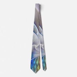Floral Fantasy, Colourful Abstract Fractal Flower Tie