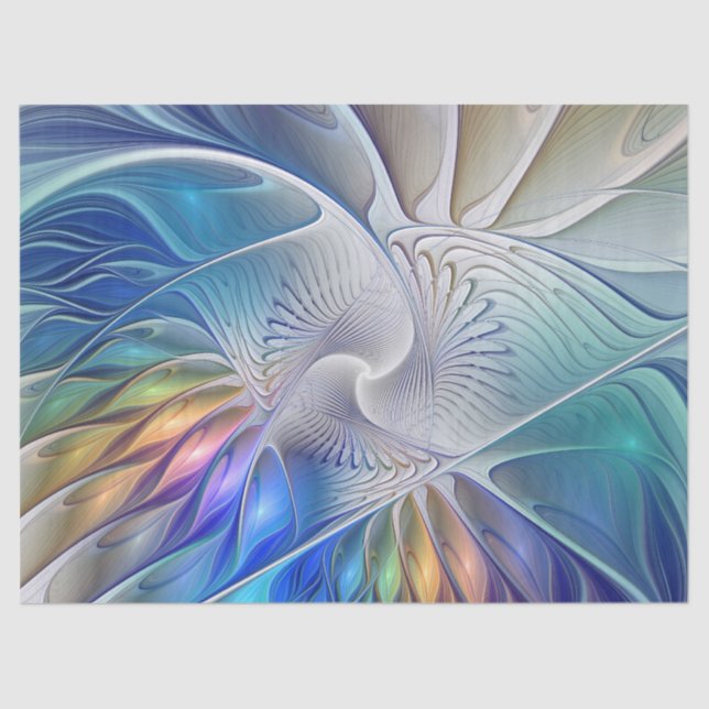 Floral Fantasy, Colourful Abstract Fractal Flower Tissue Paper (Front)