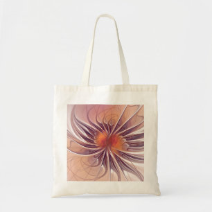 Floral Fantasy, Colourful Abstract Fractal Flower. Tote Bag