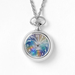 Floral Fantasy, Colourful Abstract Fractal Own Nam Watch