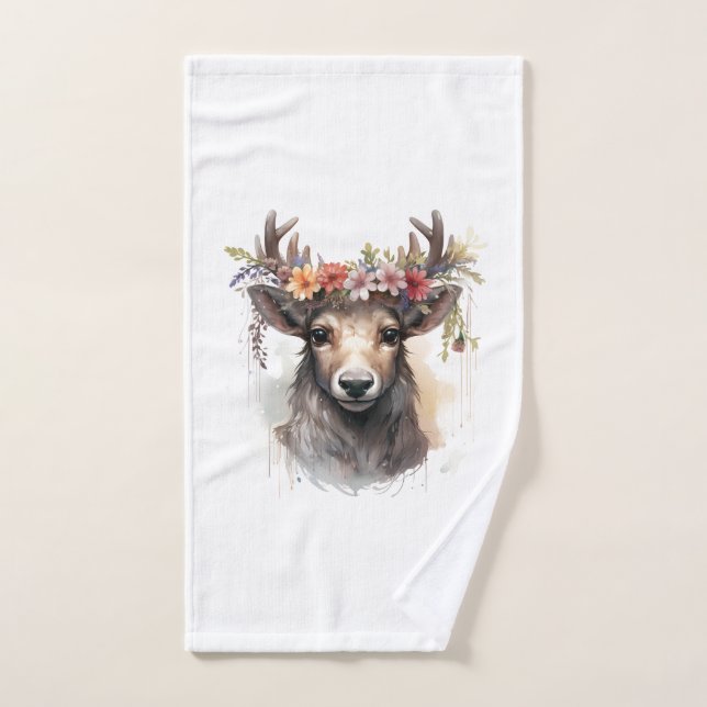 🌸 Floral Fantasy Deer Towel Set 🦌 (Hand Towel)