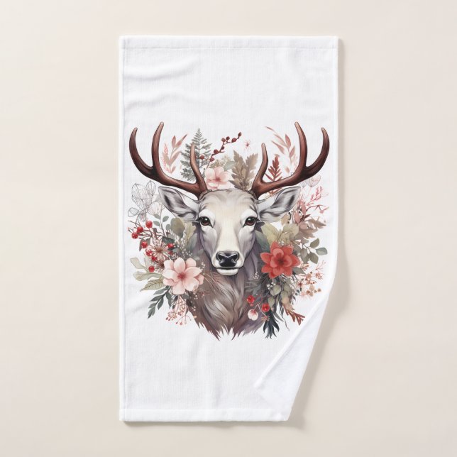 🌸 Floral Fantasy Deer Towel Set 🦌 (Hand Towel)