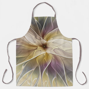 Floral Fantasy Gold Aubergine Abstract Fractal Art Apron