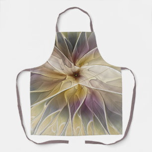 Floral Fantasy Gold Aubergine Abstract Fractal Art Apron