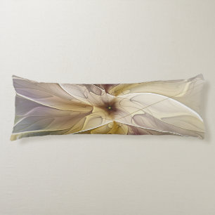 Floral Fantasy Gold Aubergine Abstract Fractal Art Body Cushion