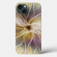 Floral Fantasy Gold Aubergine Abstract Fractal Art