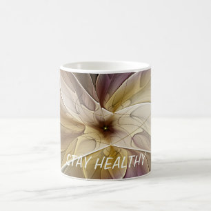 Floral Fantasy Gold Aubergine Abstract Fractal Art Coffee Mug