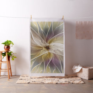 Floral Fantasy Gold Aubergine Abstract Fractal Art Fabric