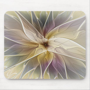 Floral Fantasy Gold Aubergine Abstract Fractal Art Mouse Pad