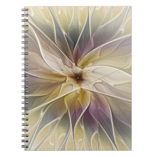 Floral Fantasy Gold Aubergine Abstract Fractal Art Notebook