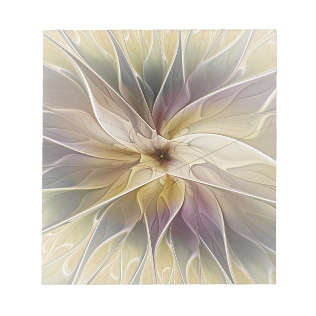 Floral Fantasy Gold Aubergine Abstract Fractal Art Notepad (Front)